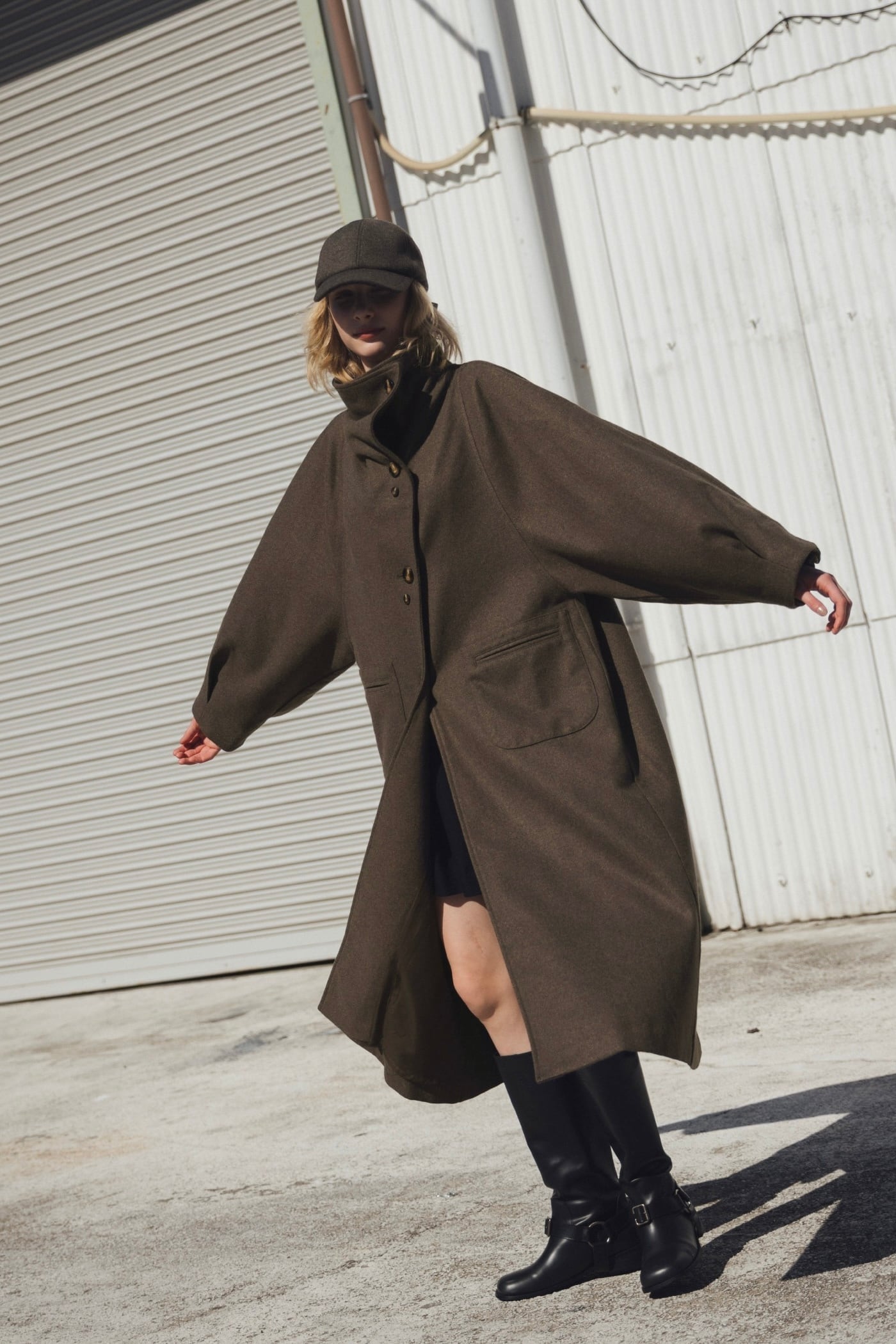 WILLFULLY raglan volume sleeve over coat ラグランボリュームオーバーコート Brown