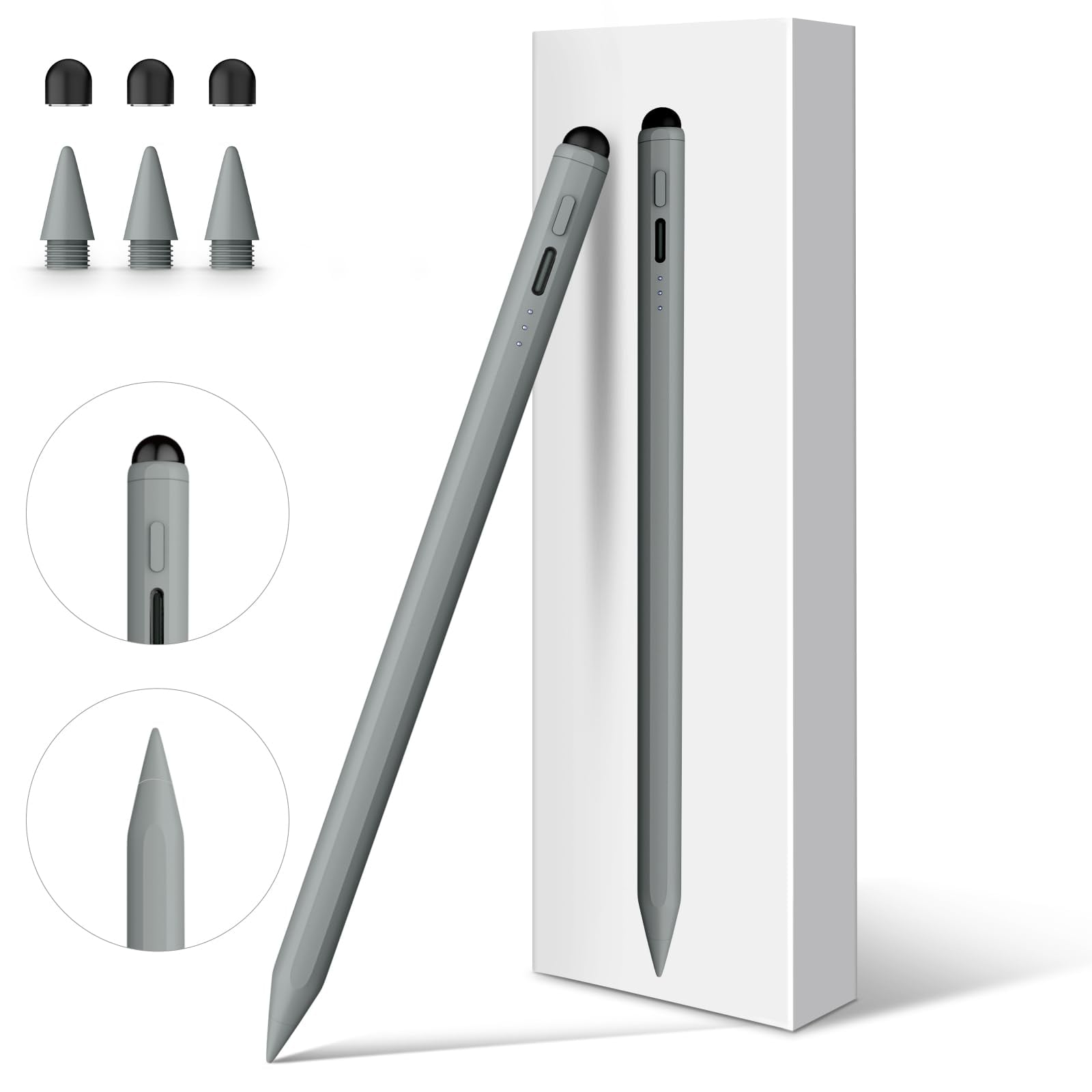 Mixoo iPad ペンシル タッチペン Apple Pencil互換 LED電量表示 15分急速充電 高感度 極細 Type-C充電