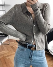 Polo collar knit Cardigan T20228