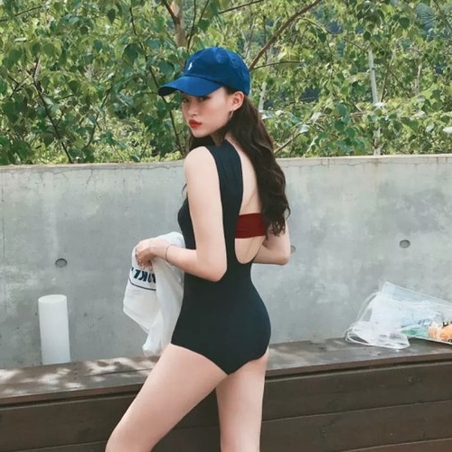 ワンピース水着 レディース水着 ワンピース ワンピースビキニ ビキニ 大きいサイズ 体形カバー バイカラー 無地 シンプル 大人 韓国 夏 女性用水着 リゾート ビーチ プール プチプラ バカンス