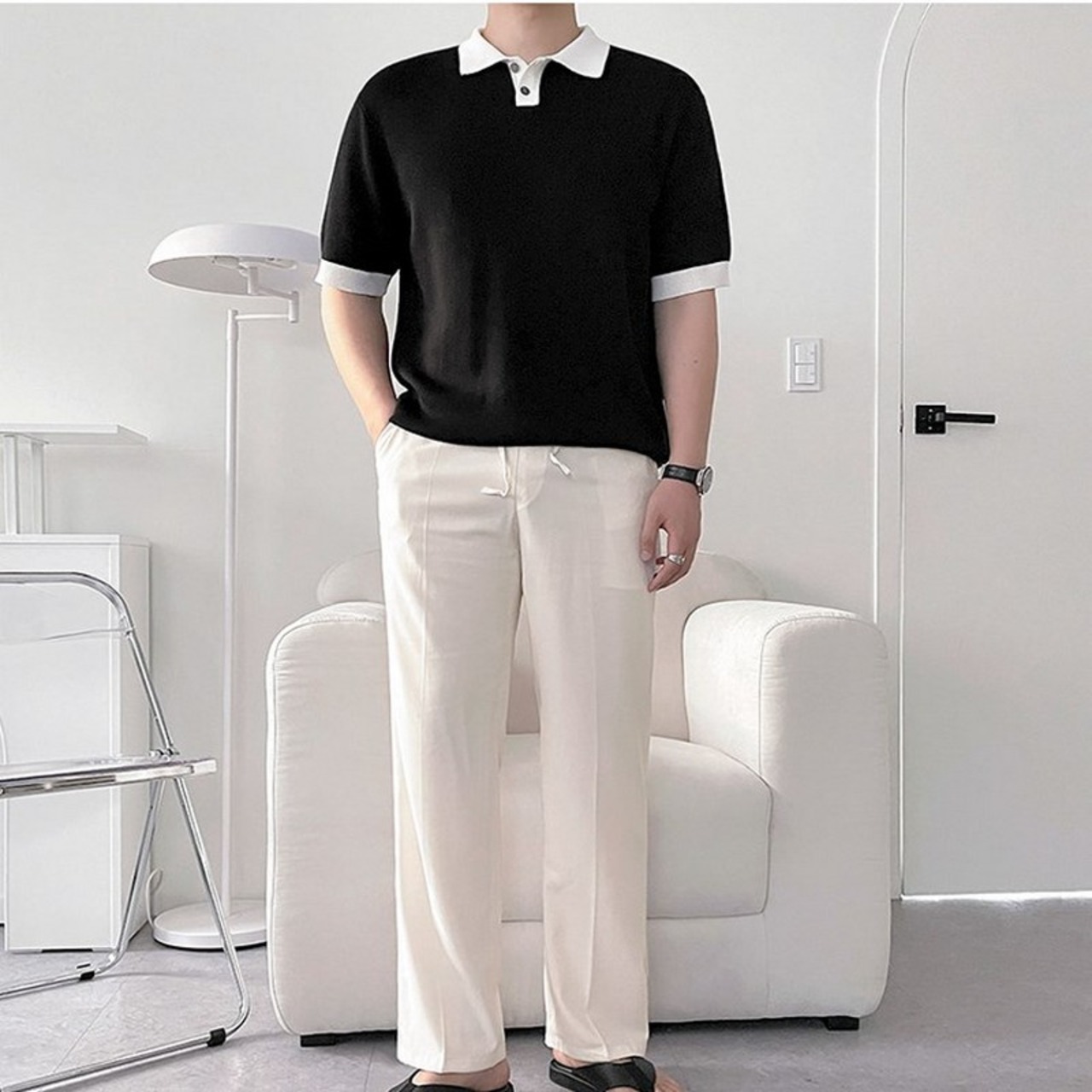 モノトーンバイカラーポロシャツ　MT0080223