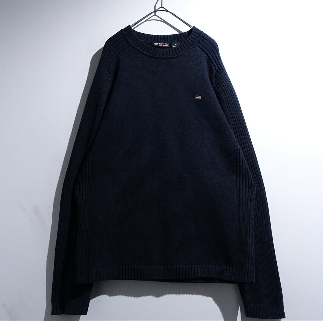 "Ralph Lauren" Black Logo Knitting Switch Desgin Cotton Knit