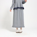 裾フリル ストレッチロングスカート