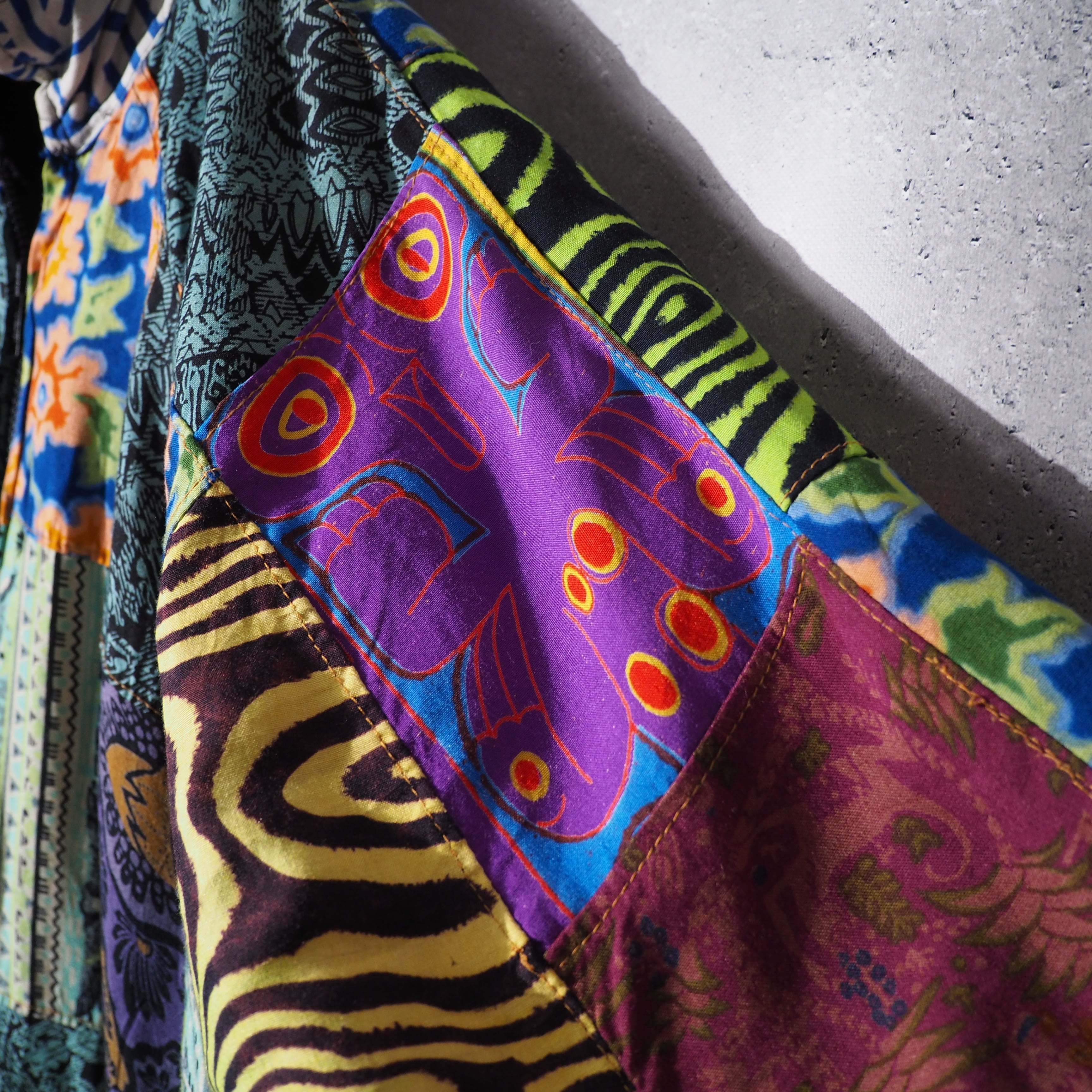 psychedelic × ethnic patchwork panel switching Design vintage loose silhouette jacket