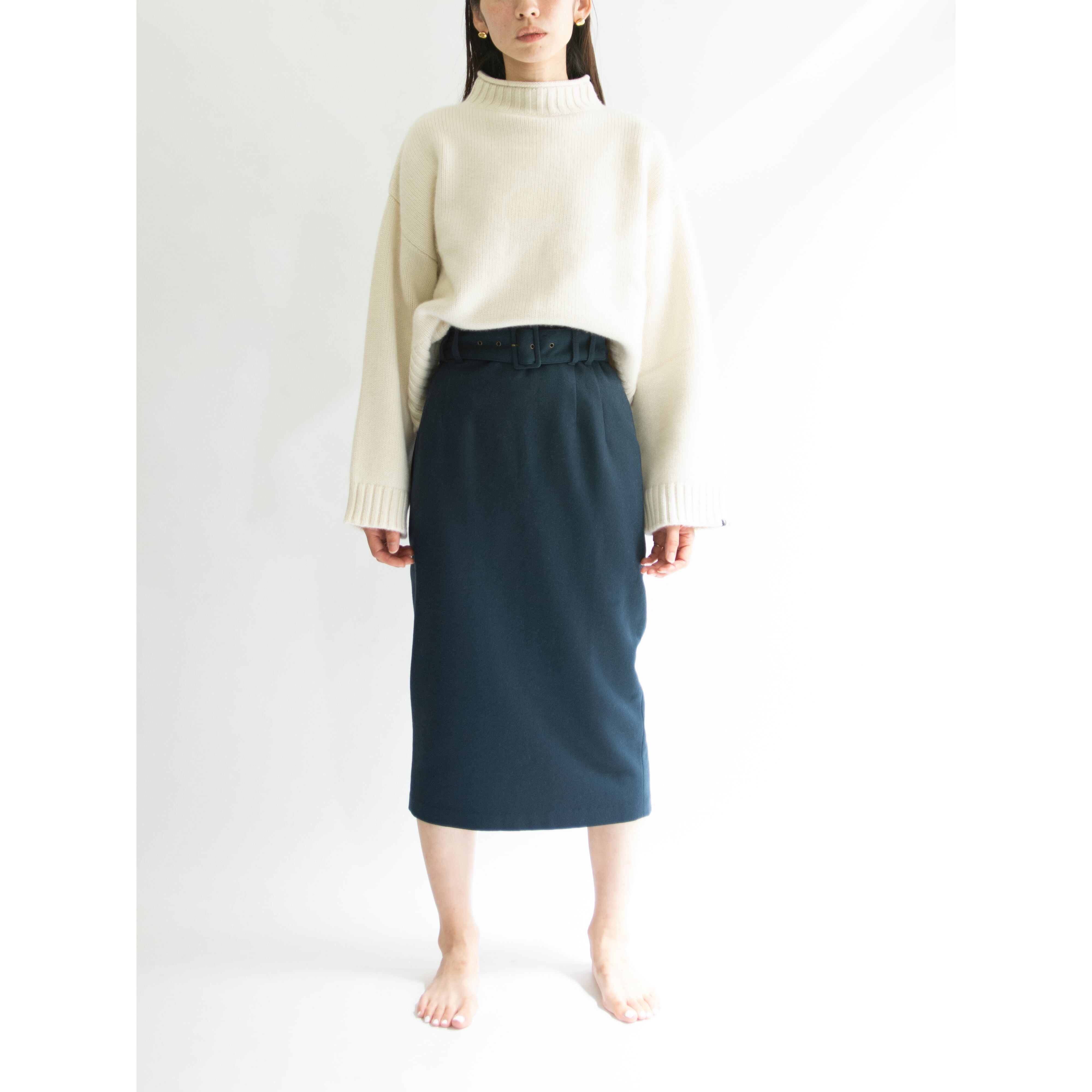 【UNITED COLORS OF BENETTON】Made in Italy Midi length slit skirt(ベネトン イタリア製ミディ丈スリットスカート)11a