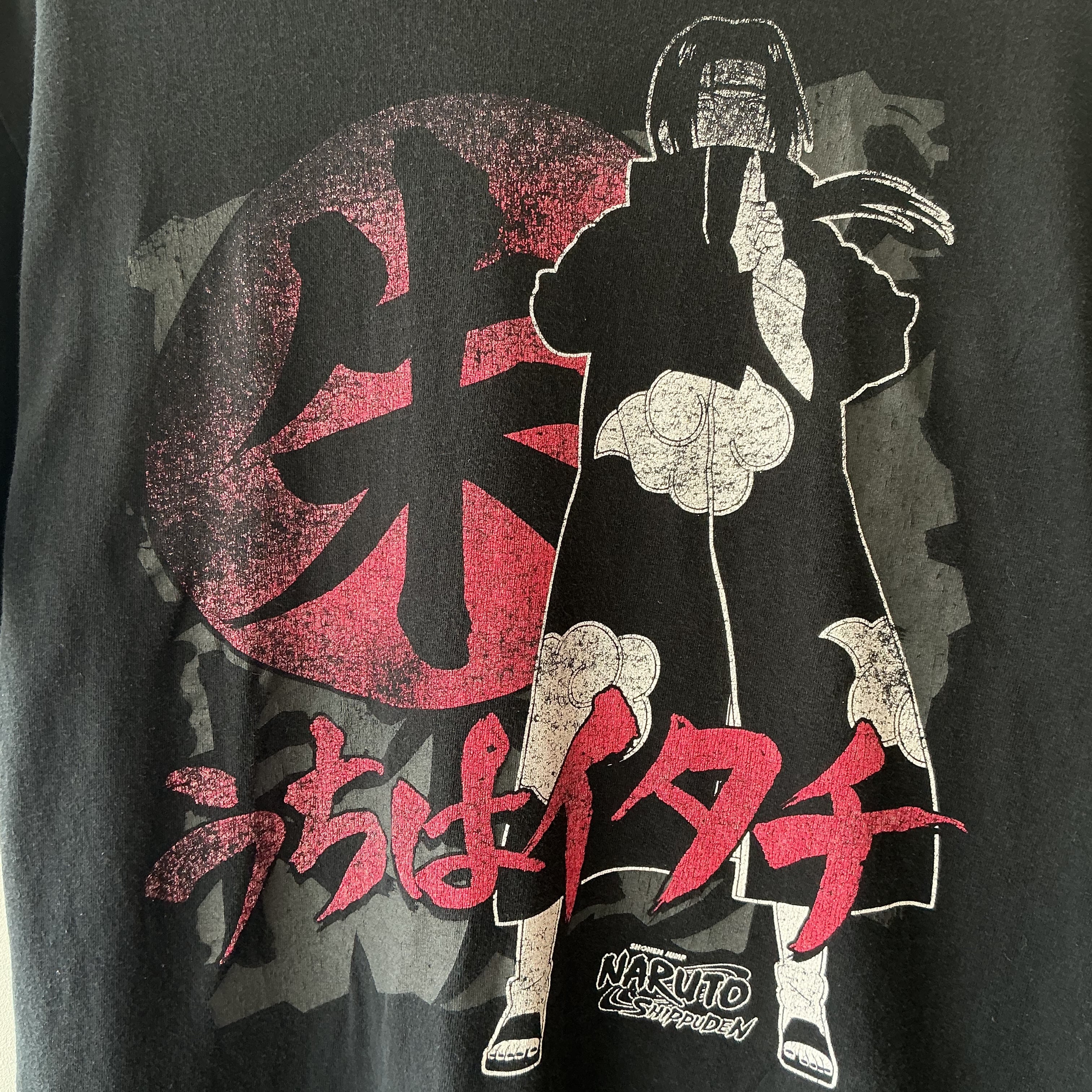 NARUTO アニメTシャツ ブラック ナルト うちはイタチ メンズLサイズ gr