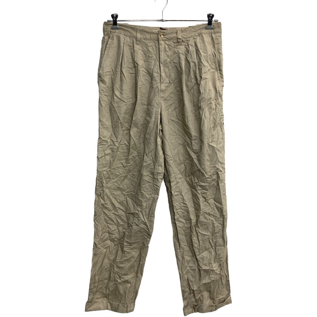 LAUNDERED KHAKIS タック入り チノパン W34 ベージュ 古着卸