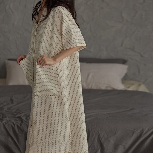 【訳ありSALE】【ladies/M-XL】modern stripe pattern slit design roomwear p1184