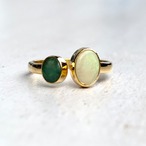 オパールとエメラルドのフォークリング SV925 18KGP