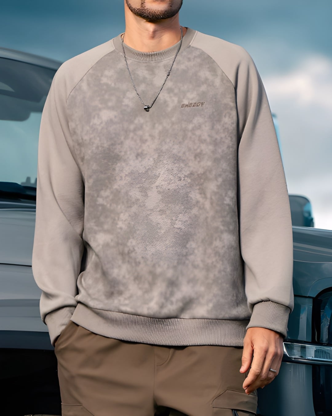 ダイダイ柄 ラグランスウェットシャツ 4色 E0125