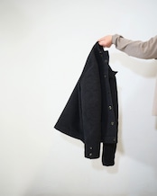 kujaku - Box Silhouette Wool Jacket :Black|二重織り/裏起毛“表使い”/バイオウォッシュ
