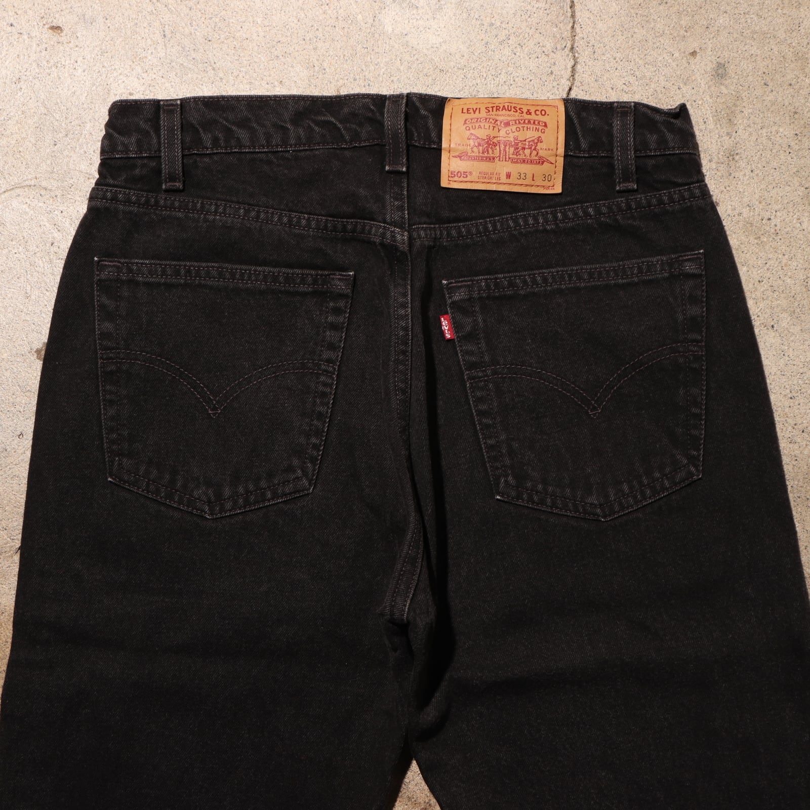 美品 33×30 505 サルファー 米国製 Levi's ブラックデニムパンツ