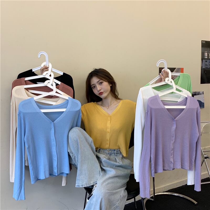 ニットカーディガンスプリングサマートップス 薄手セーター コート シャツ ロング 春物 夏物 シルク 1号婦人76863500702