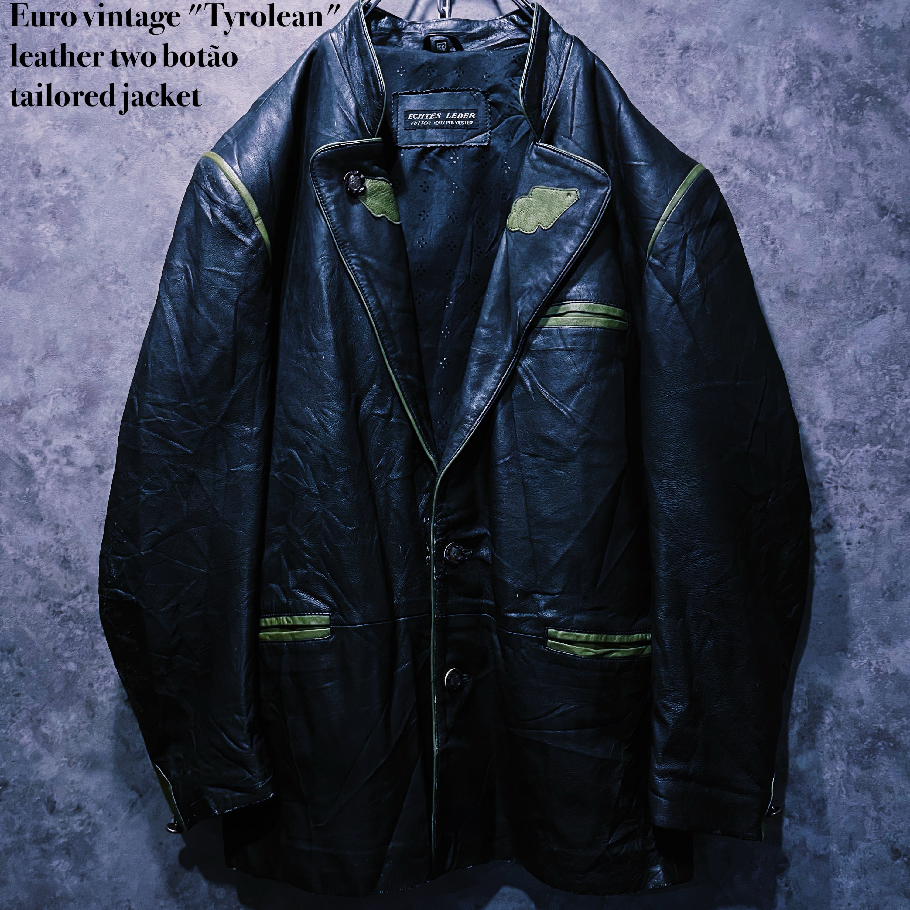 【doppio】Euro vintage "Tyrolean" leather two botão tailored jacket