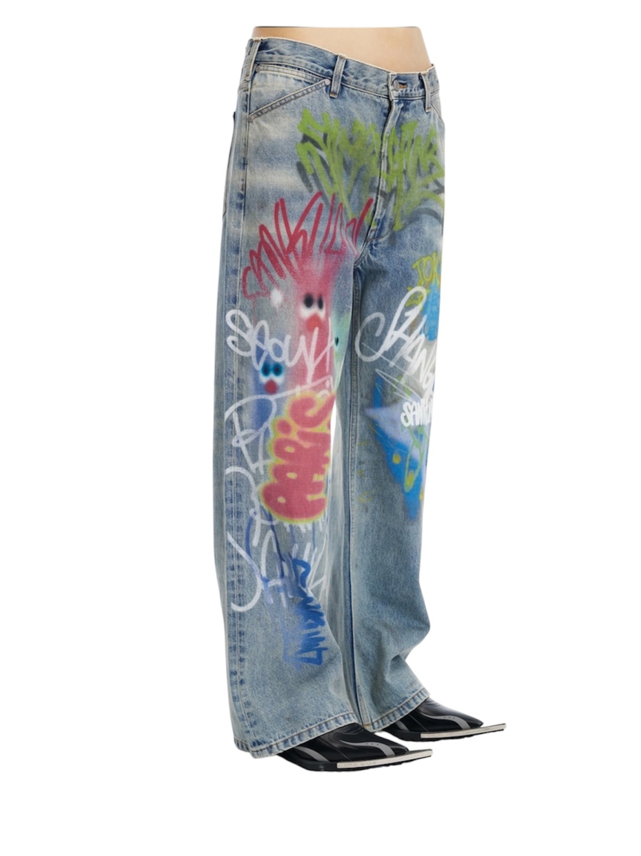 【25SS】SANKUANZ サンクアンズ / BUMPY GRAFFITI PRINT WASHED STRAIGHT JEANS / デニムパンツ - 2