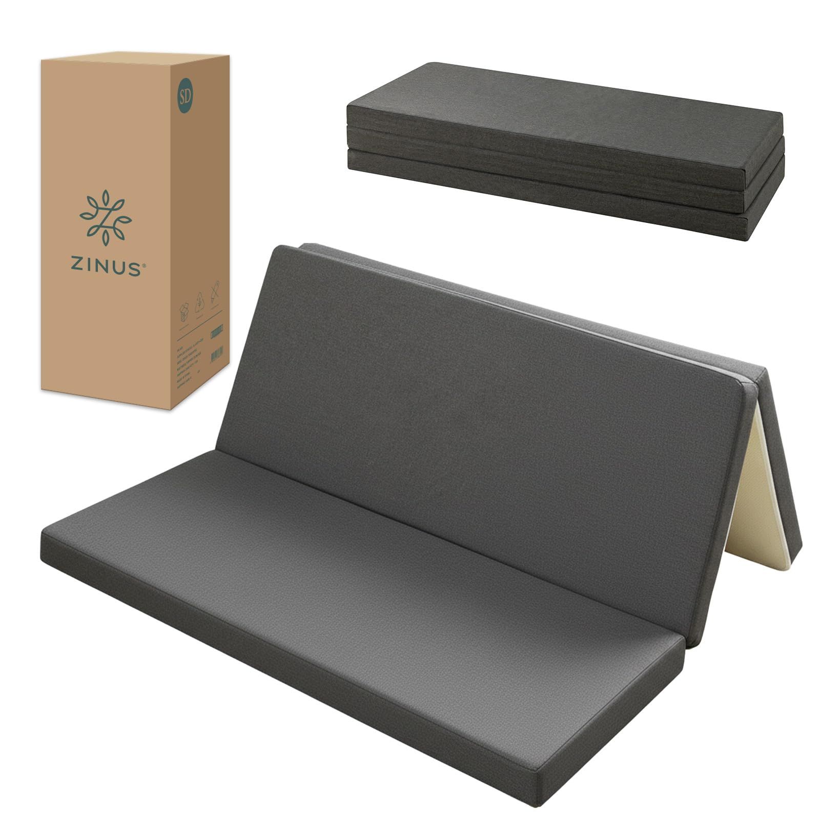 ZINUS 三つ折り 高反発 マットレス セミダブル 厚さ 9cm Tri-Fold 抗菌
