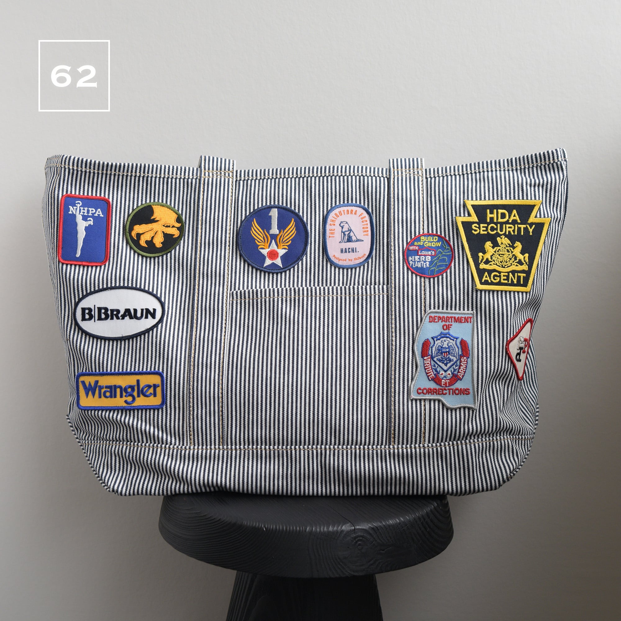 PATCH TOTE BAG -HICKORY STRIPE- | HACHI.THE SHIBUTORA FACTORY