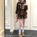 【2点セット】チェックカラーリボンボアジャケット+チェックフレアスカート ・79260
