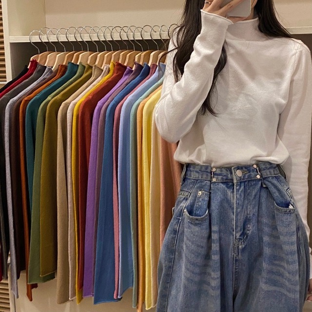 シャツ スプリングオータムセーター スリムニットトップス 春物 秋物 1号婦人78870953137