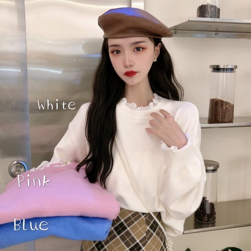 レースニットオータム ロング 秋物 ステッチ 萌量不足15880567318