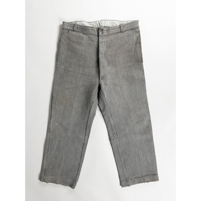 1950-60s "Le Mont St Michel" French Gray Cotton Pique Work Trousers