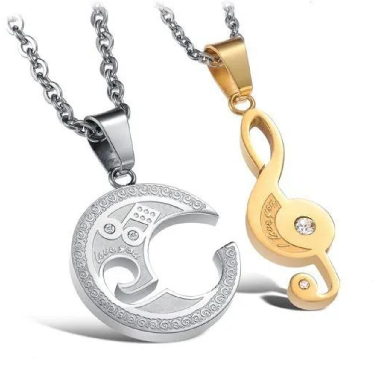 シルバー ゴールド ステンレス鋼 カップル ペア ペンダント ネックレス【0213】