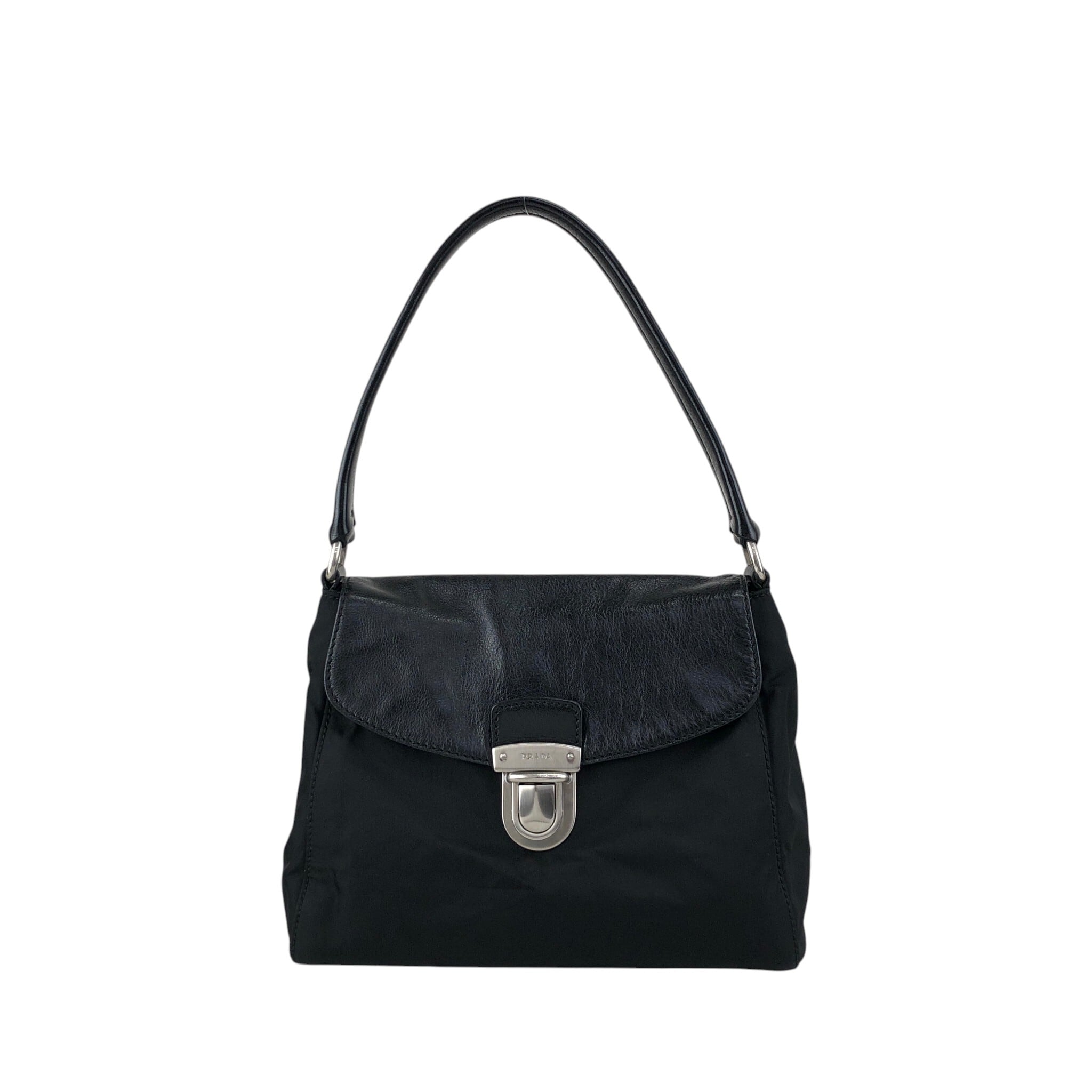 PRADA プラダ ショルダーバッグ ブラック プッシュロック レザー ワン