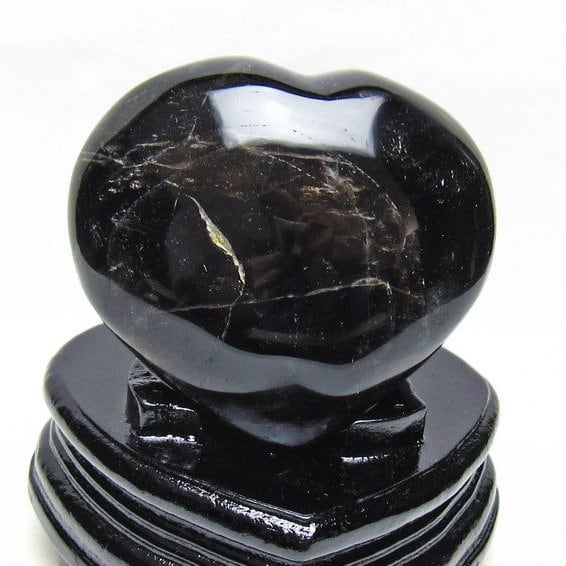 黒水晶 置物 モリオン ハート 台座付属 一点物 155-1117