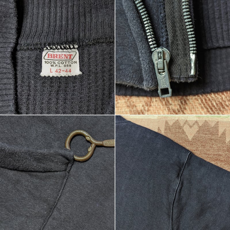 50s BRENT Thermal Lined Zip-Up Sweatshirt (L) BLACK 50s BRENT Thermal Lined Zip-Up Sweatshirt (L) BLACK