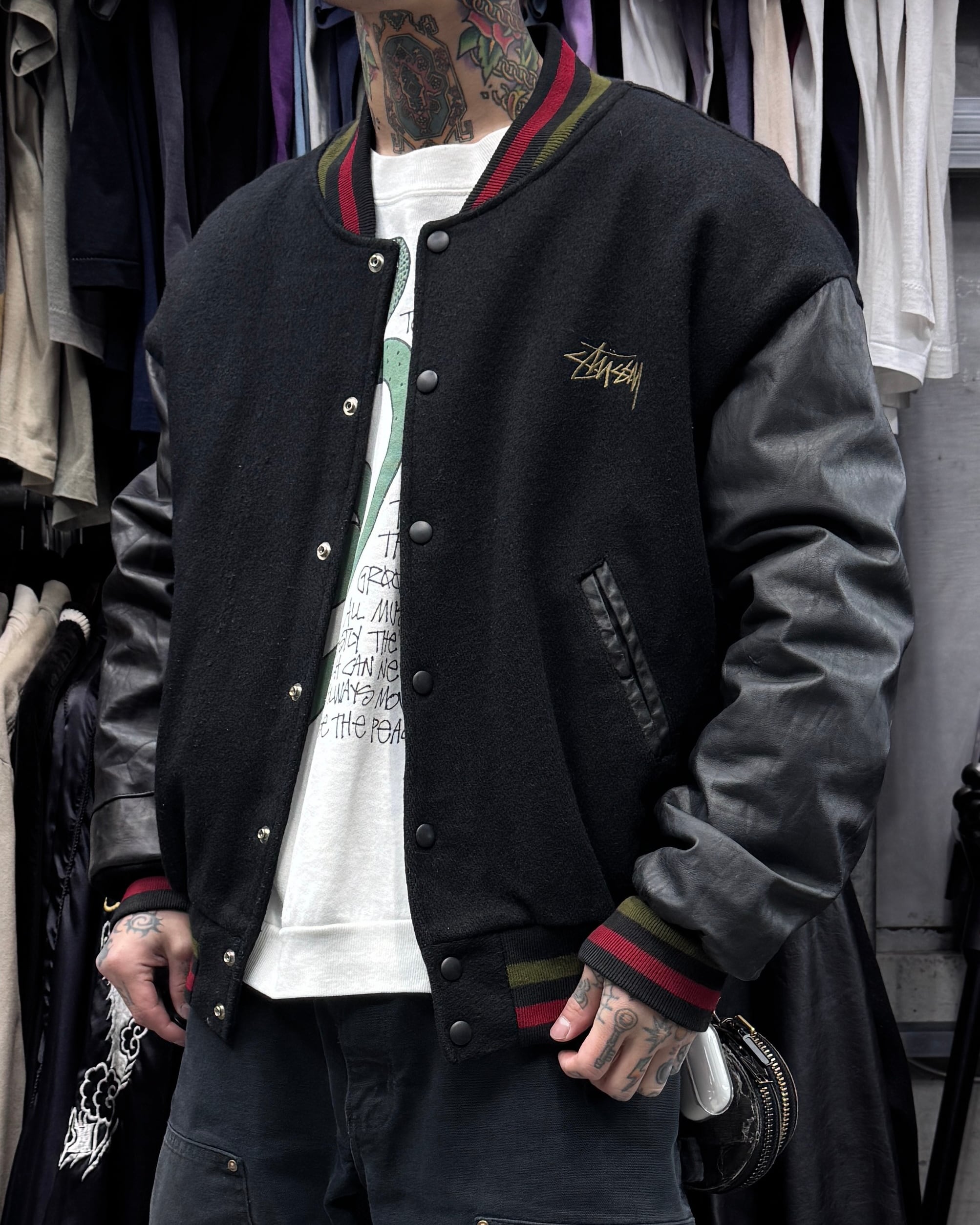 Special!!】80's~90's old stussy ”BURLY THREADS” Varsity Jacket
