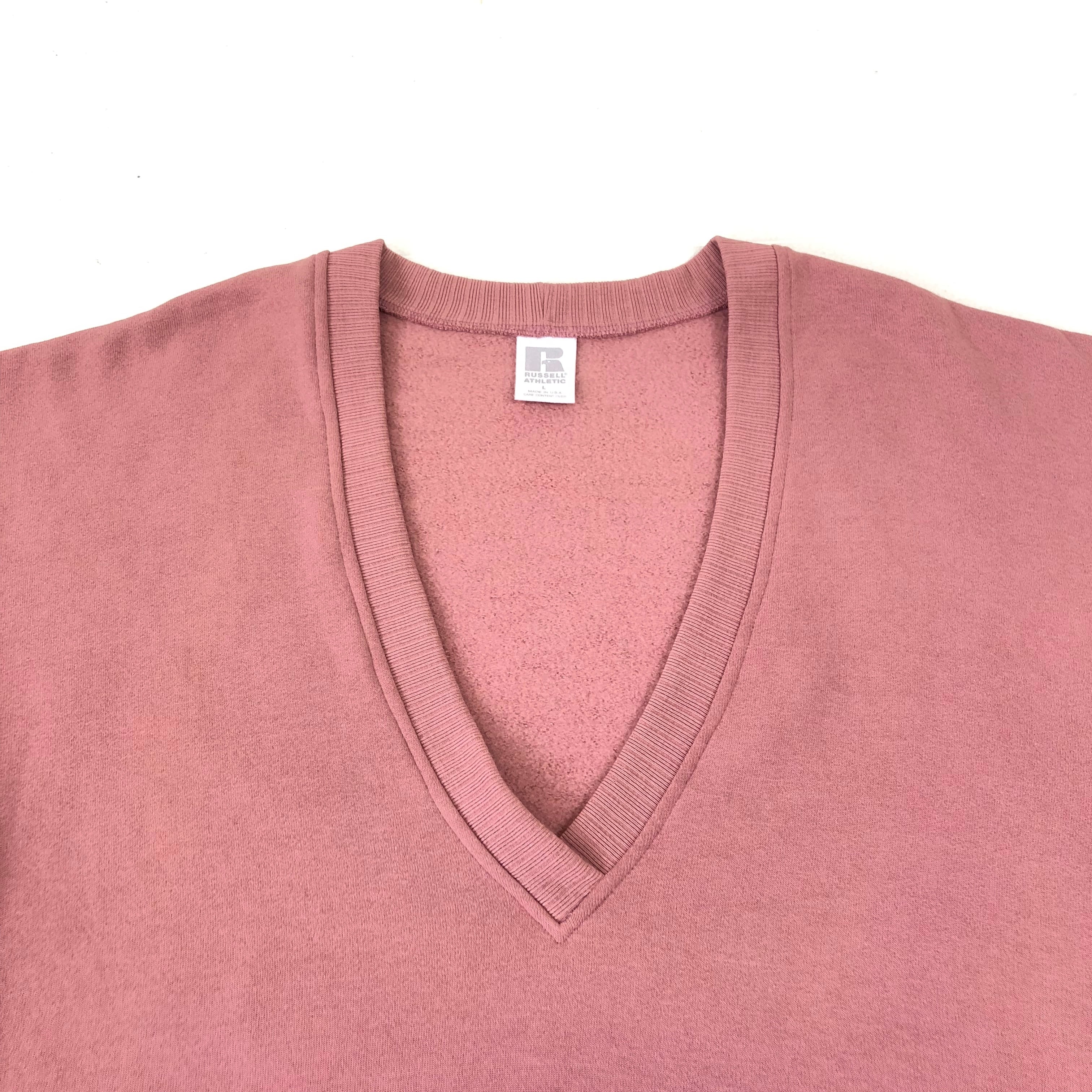 0384 / 1990's Russell smoky pink sweat ピンク vネック 針抜き 0384 / 1990's Russell smoky pink sweat ピンク vネック 針抜き