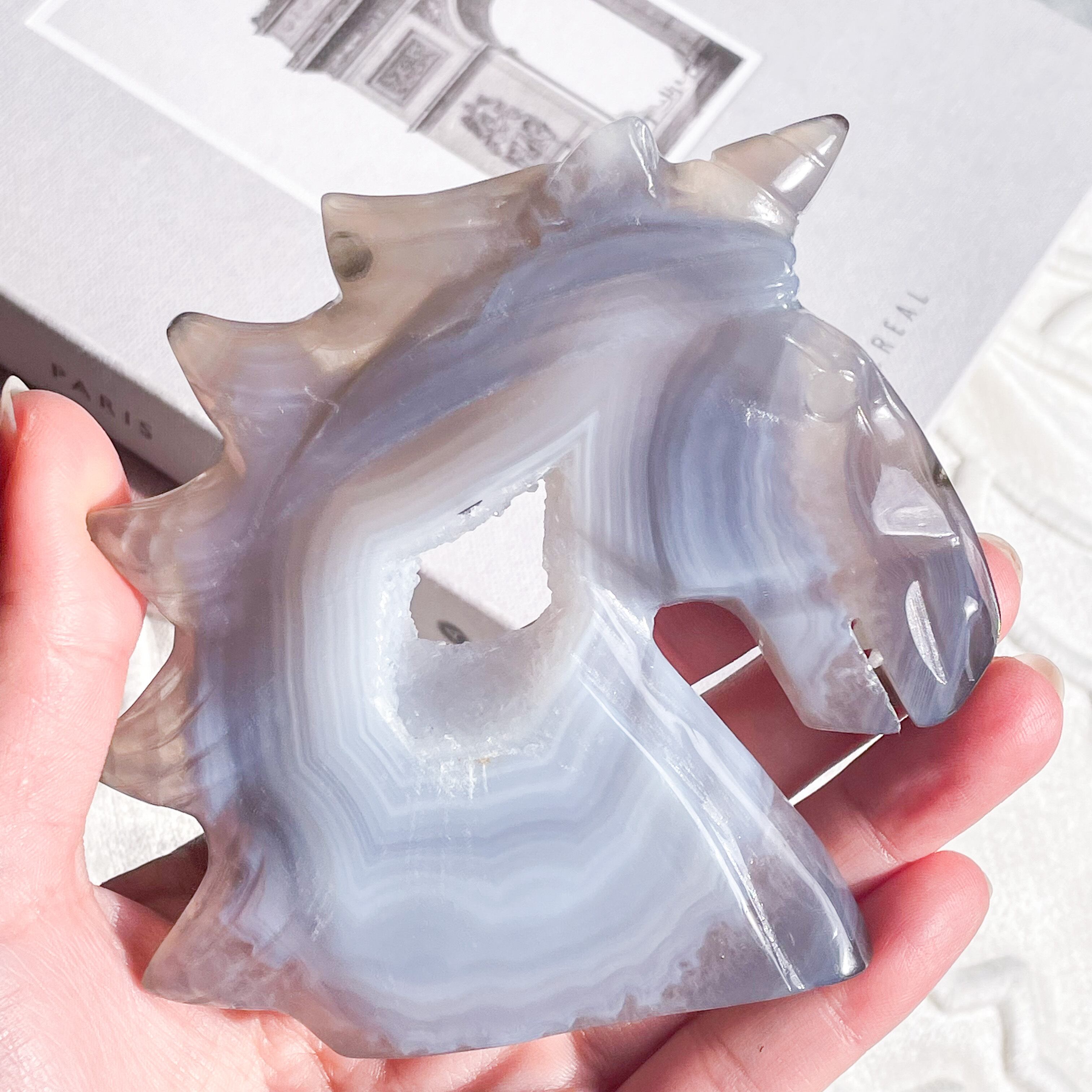 Druzy Blue Lace Agate Unicorn ✧ ドゥルージー ブルーレースアゲート ユニコーン | FLUXY - 天然石と鉱物のお店 フラクシー powered by BASE