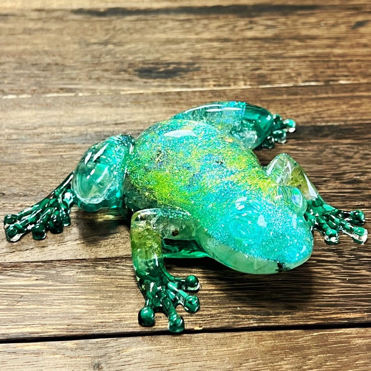 かえるオルゴナイト BIGサイズ プレナイト アパタイト マラカイト ペリドット