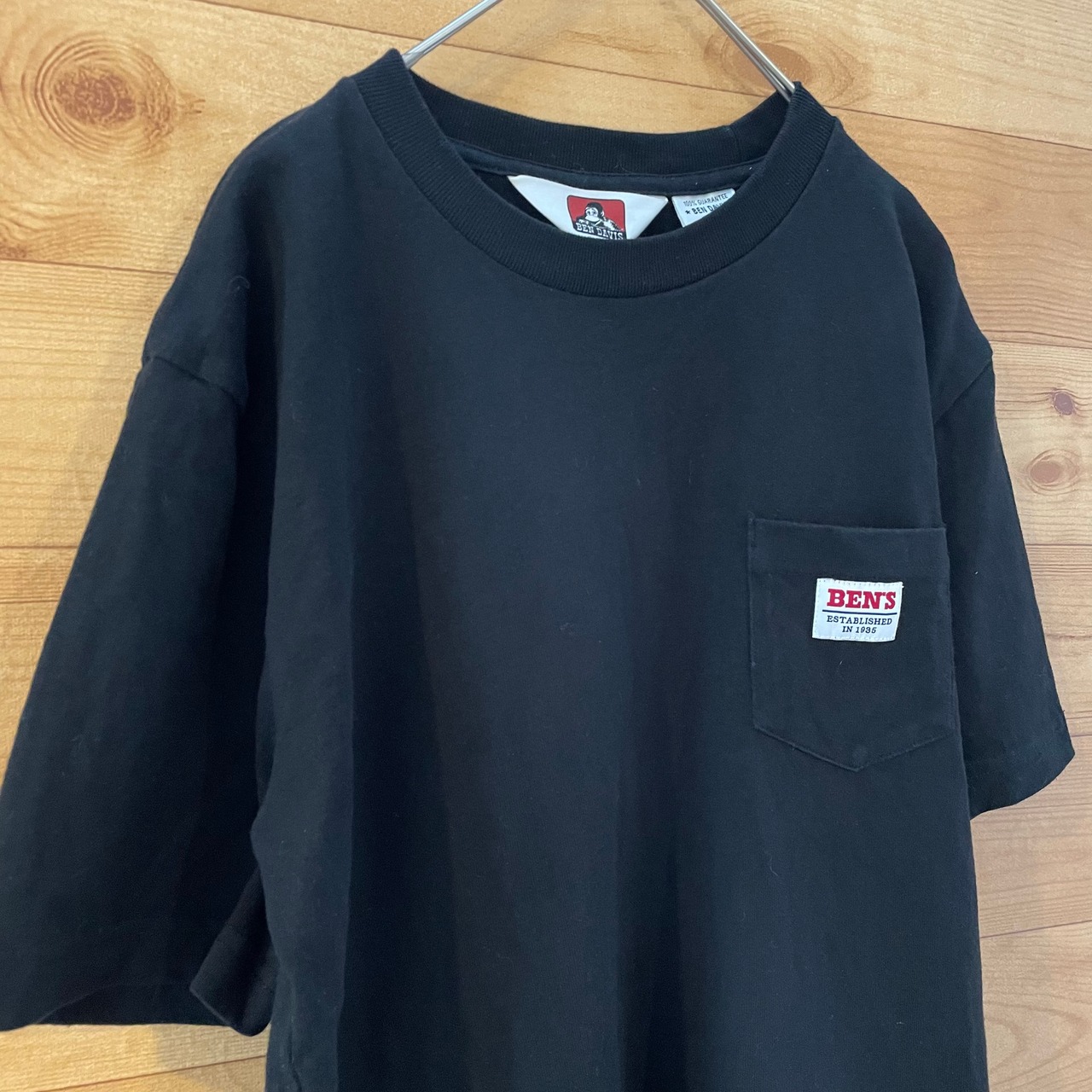 【BEN DAVIS】ポケットTシャツ ポケt 黒ボディ パッチ 刺繍 Mサイズ ベンデイビス US古着