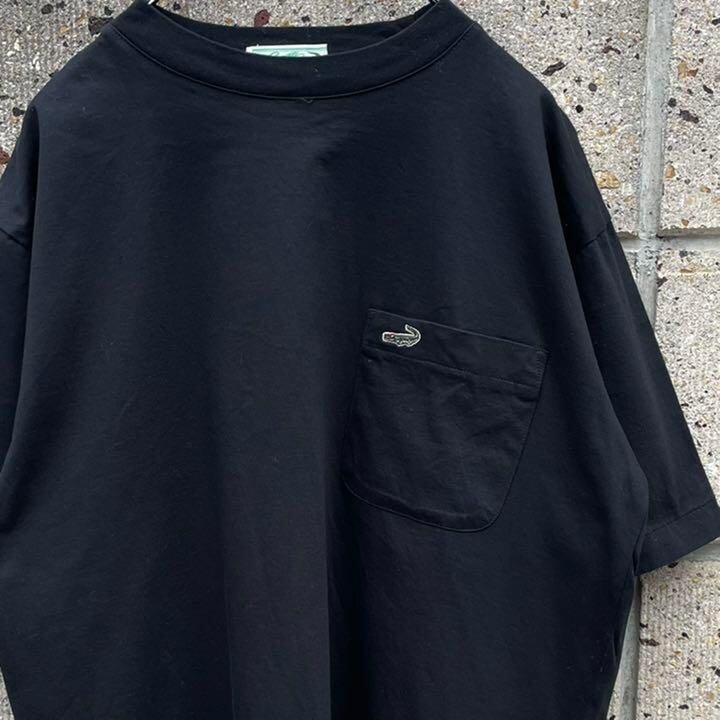 90s シングルステッチ ポケットTシャツ 無地 スミクロ フェードブラック Mサイズ】Crocodile クロコダイル 90s ロゴ ポケット 古着 Tシャツ