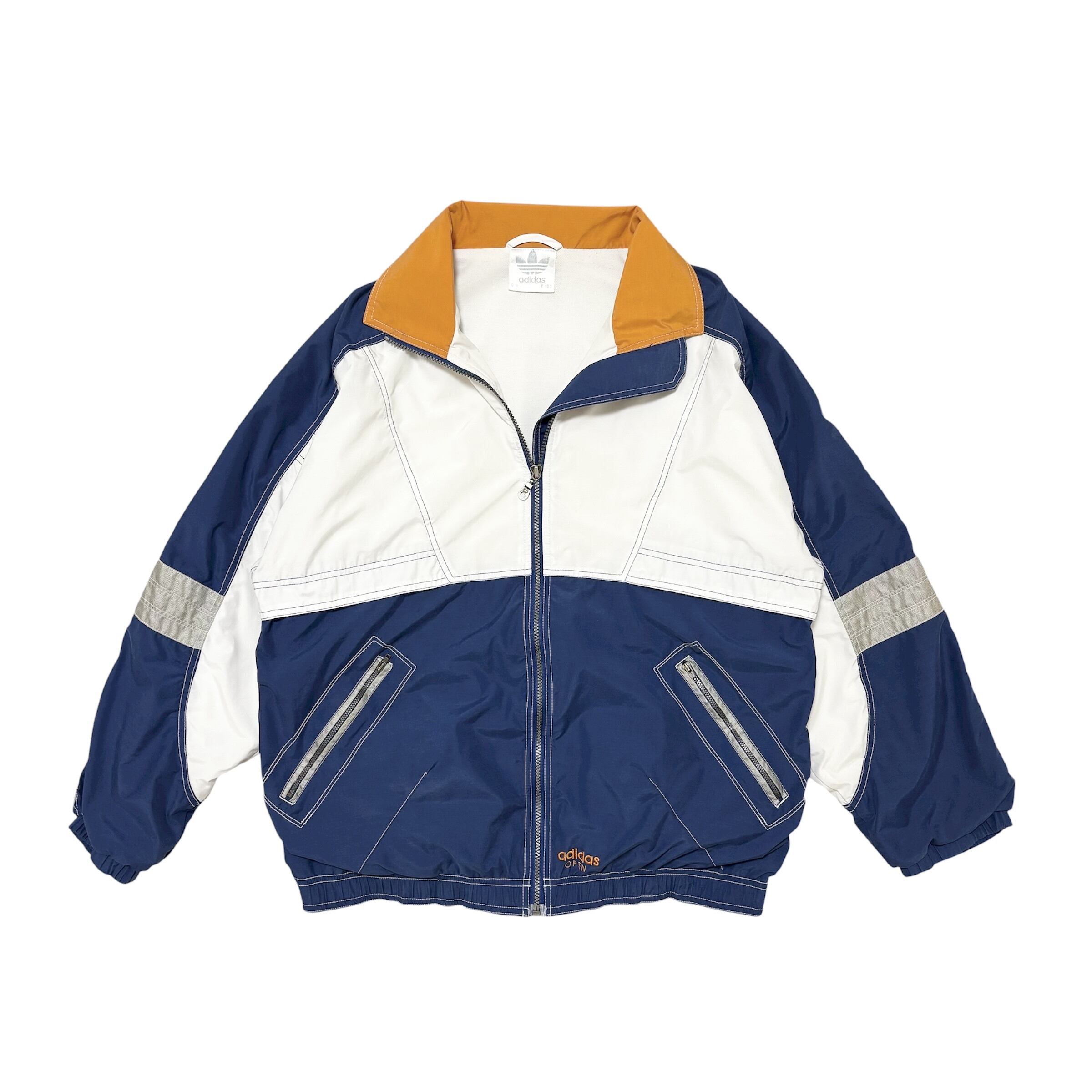 中古 アディダス adidas ナイロンジャケット クリーニング済み 80s 銀タグ ジップアップ D6 F180 メンズ 実寸XL