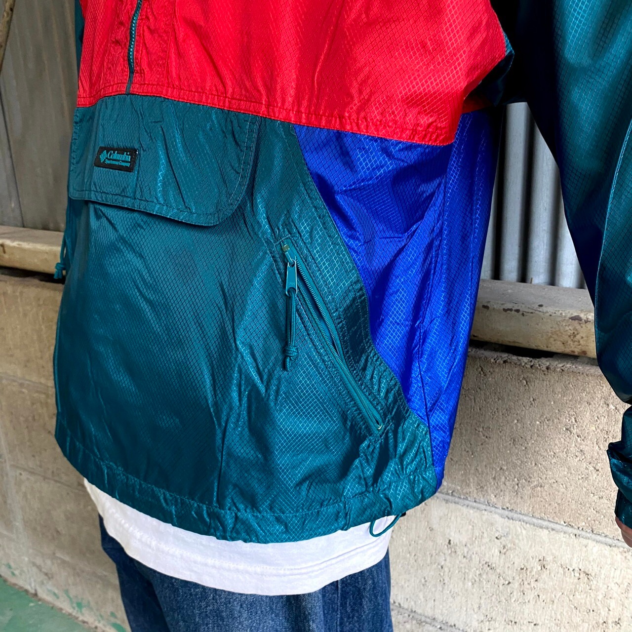 90年代 Columbia コロンビア マルチカラー ナイロンプルオーバー 