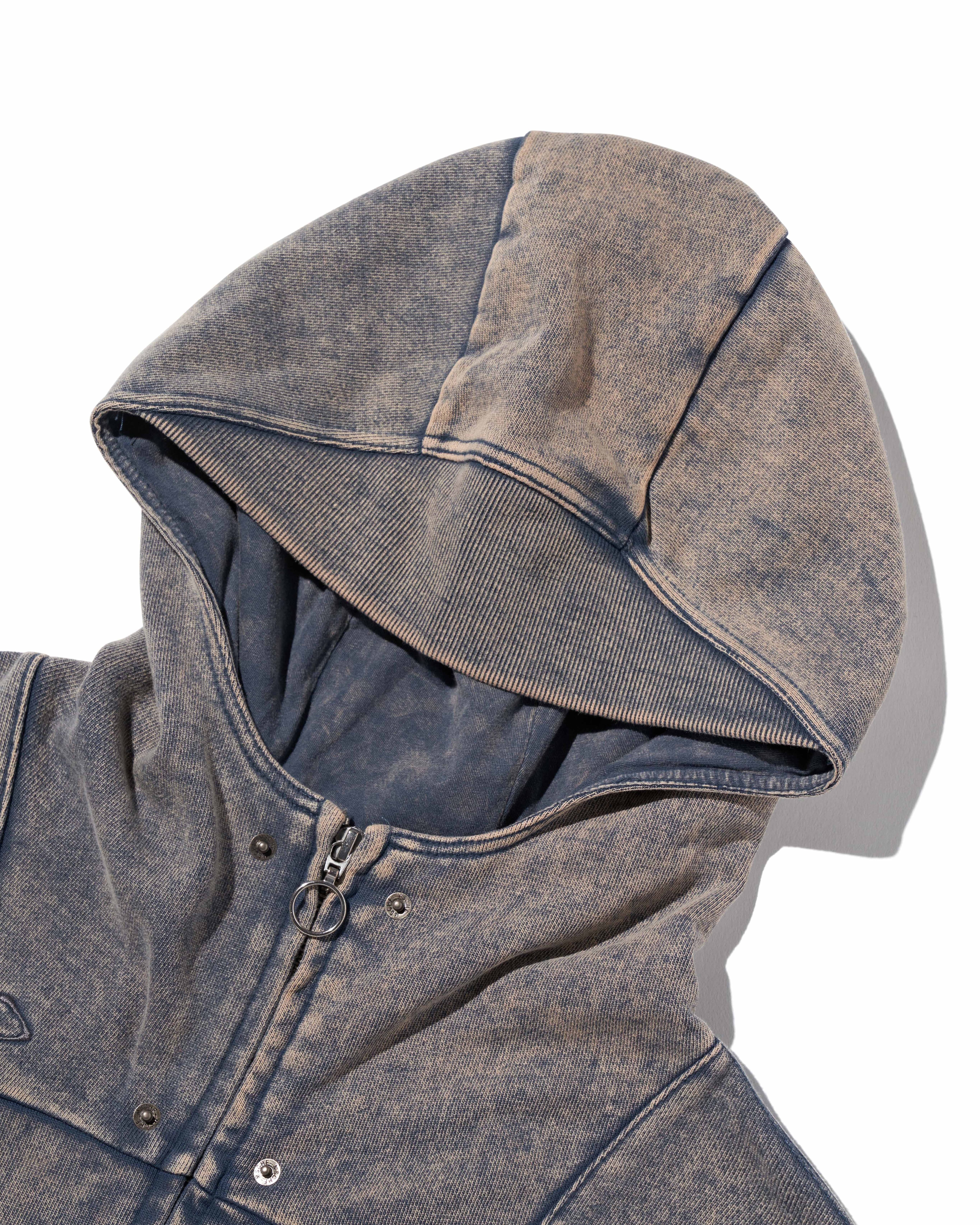 MSCHF] RHOMBUS PUNCHING HOODIE ZIP-UP_BLEACHED NAVY ミスチーフ