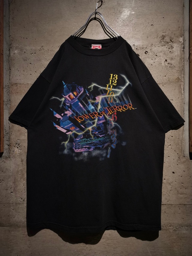 【Caka】"OLD Disney" "Tower of Terror" 90's Print Design Loose T-Shirt