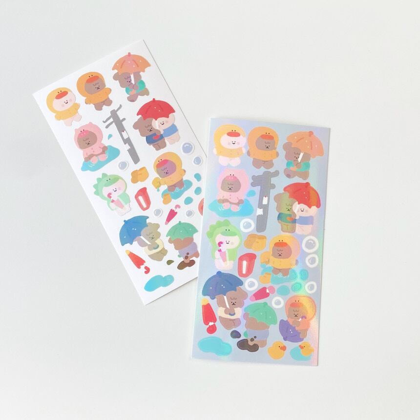 ステッカー レイニーデイ 虹色ホログラム 韓国シール Moominzy La Violette