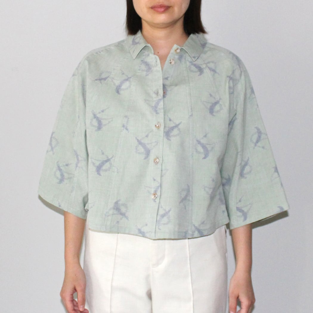 縮み織シンクロ柄 ショートボレロ