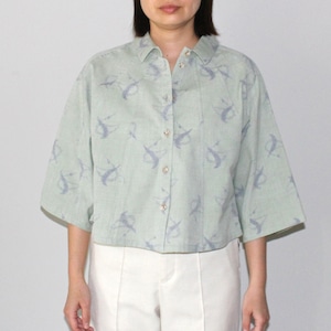 縮み織シンクロ柄 ショートボレロ