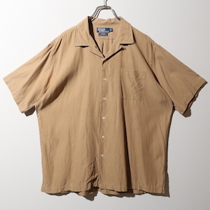 XL タン 完全無地 シルクコットン Caldwell Polo Ralph Lauren ポロラルフローレン 半袖開襟シャツ