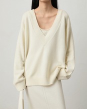 V-Neck Oversized long Knit  L0076