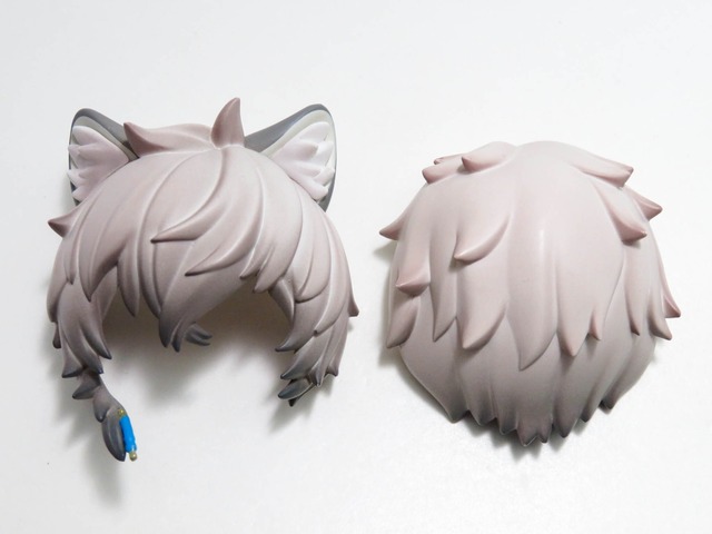 再入荷（Ａ−ランク）【1423】 シルバーアッシュ 髪パーツ ケモ耳ショート　ねんどろいど