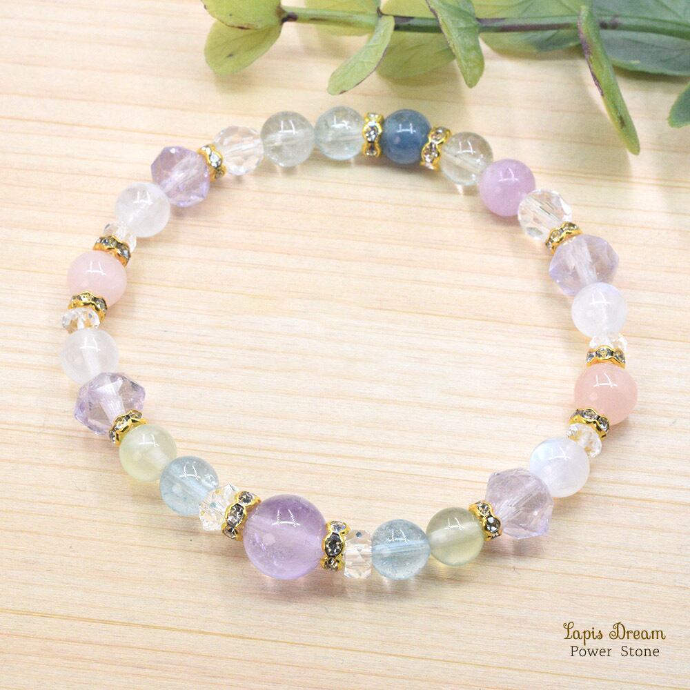 大切な人と愛情を深めるお守り | ローズアメジスト、サンタマリア・アクアマリンのパワーストーン ブレスレット