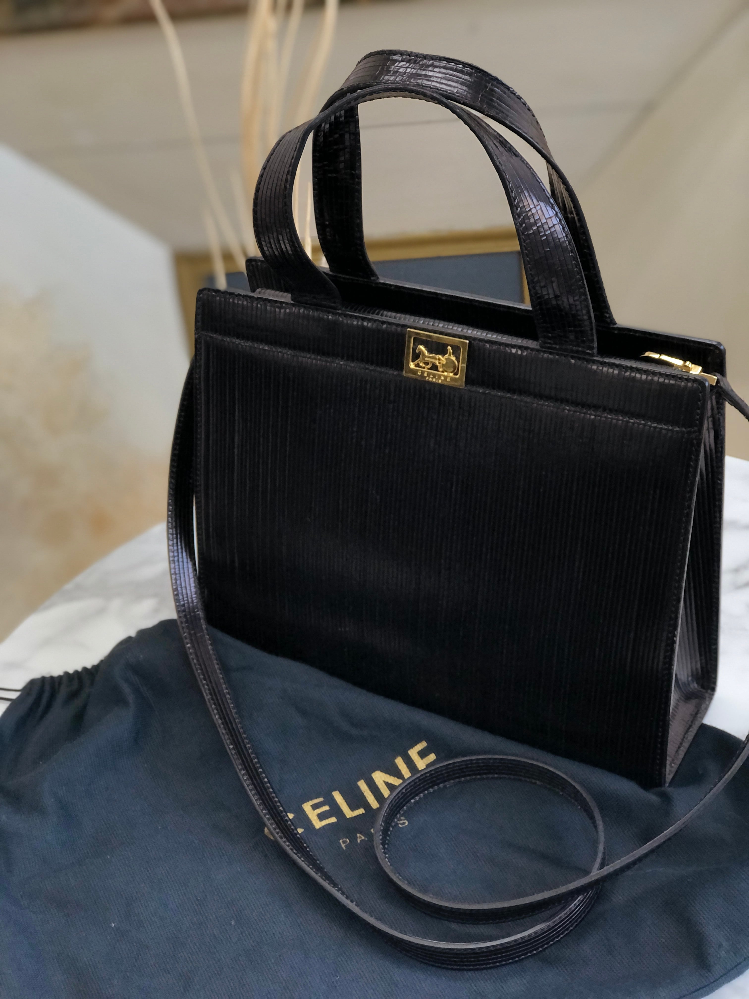 CELINE セリーヌ ヴィンテージ ホースキャリッジ 馬車金具 2WAY レザーショルダーバッグ ブラウン