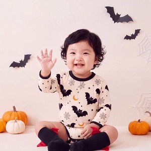 【BABY】ハロウィンコウモリ柄ロンパース