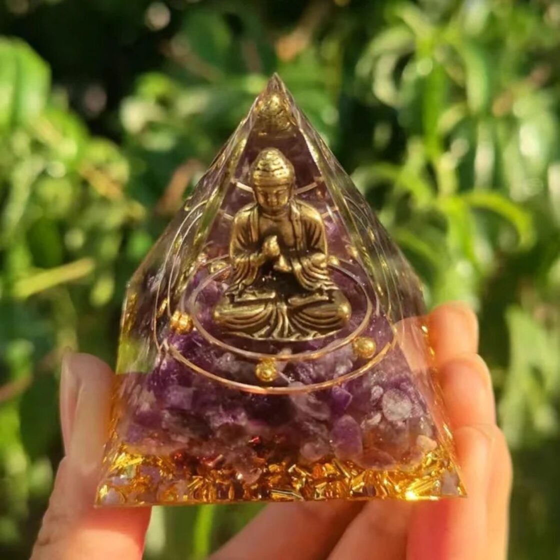 オルゴナイト 悟りの結晶 仏様 紫石or黒石 置物 大仏 観音菩薩 