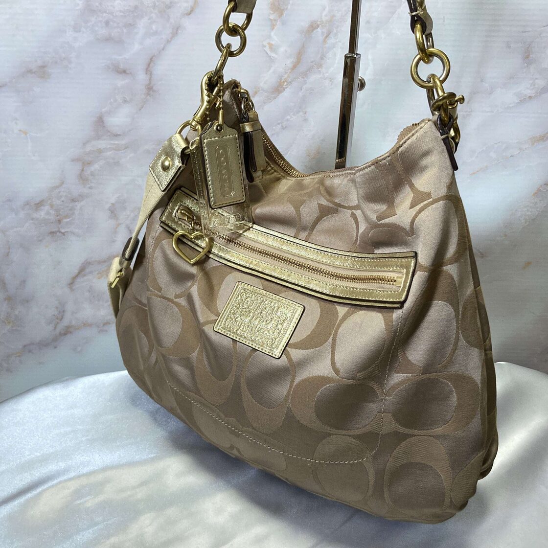 CORCH ホーボー ゴールド金具 スエード フリンジ ベージュ Y2K COACH 